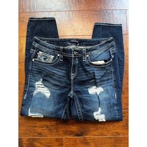 Vigoss Womens Skinny Heritage Fit Distressed Jean Sz 12x28